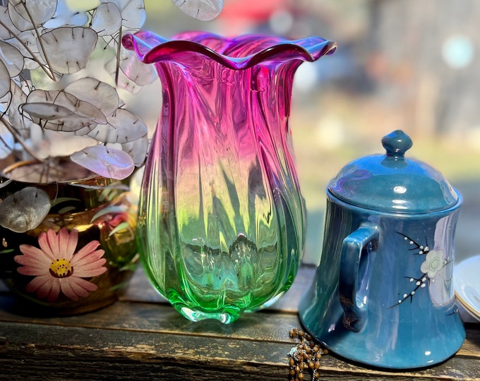 Glass Vase, Ombré Flower Vase, Floral Gift