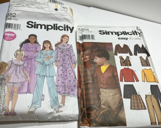 Child’s Vest Sewing Pattern, Girl’s  Simplicity Pajama Pattern, Sew Projects