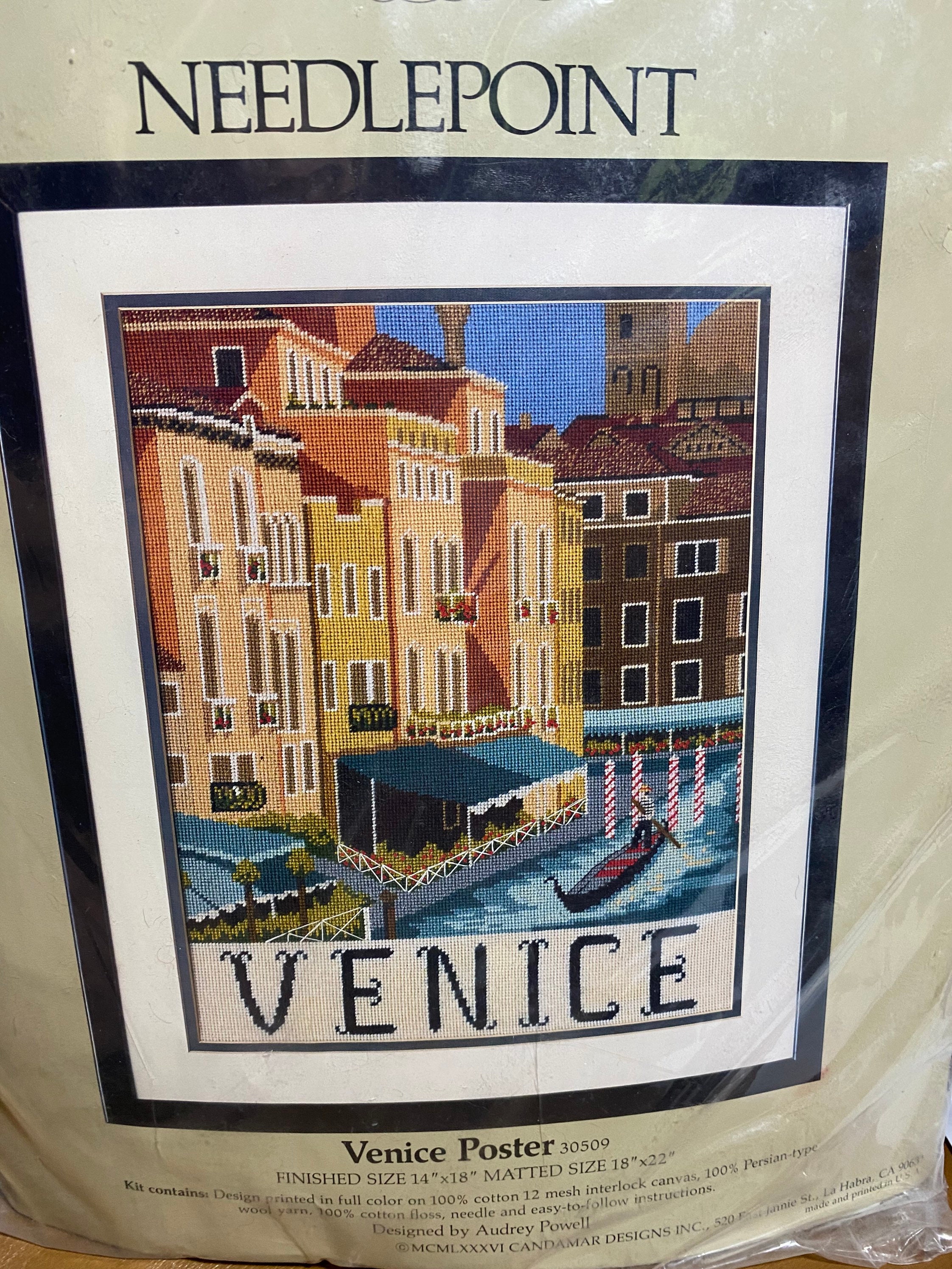 Venice Crewel Kit, Italy needlepoint craft scene