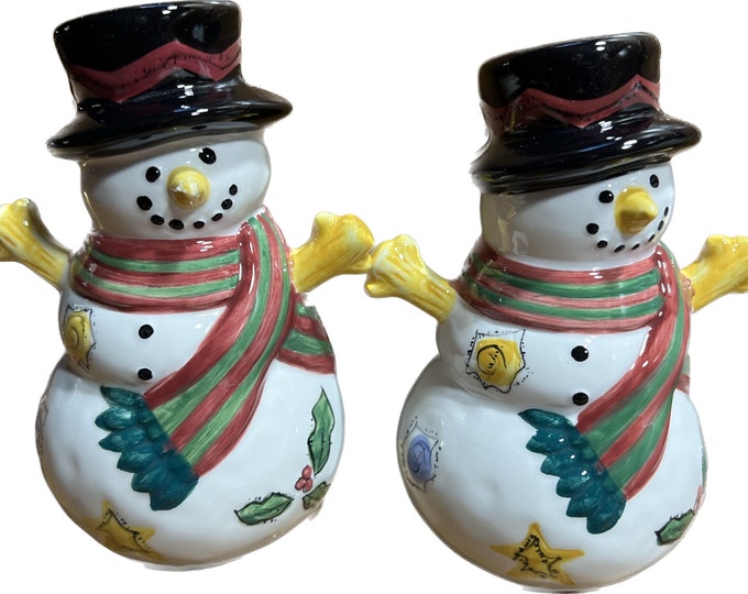 Snowmen Salt And Pepper Shakers Set, Christmas Kitchen Holiday Decoration