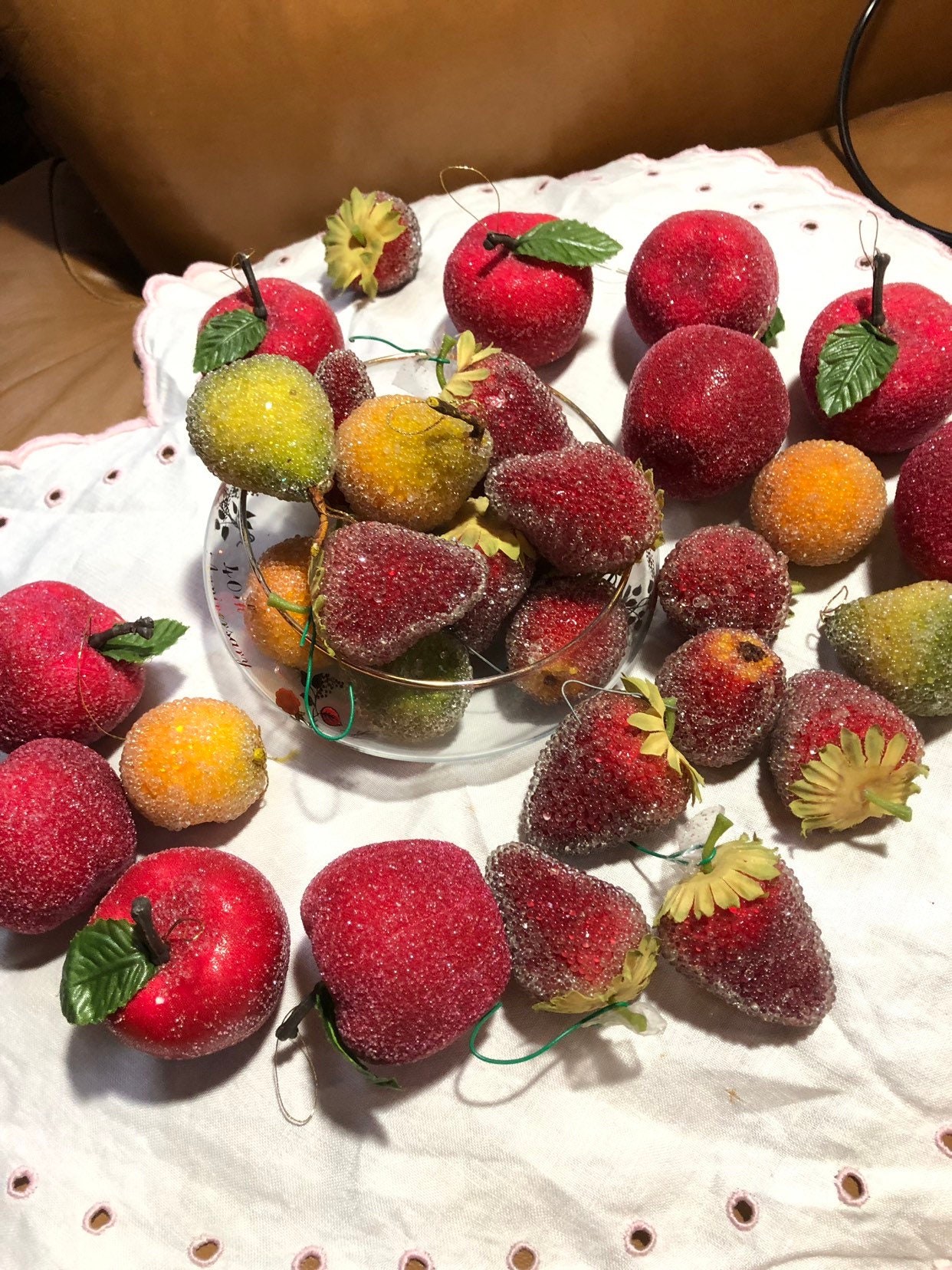 Faux Fruit Decorations centerpiece or wreaths decorations sparkly