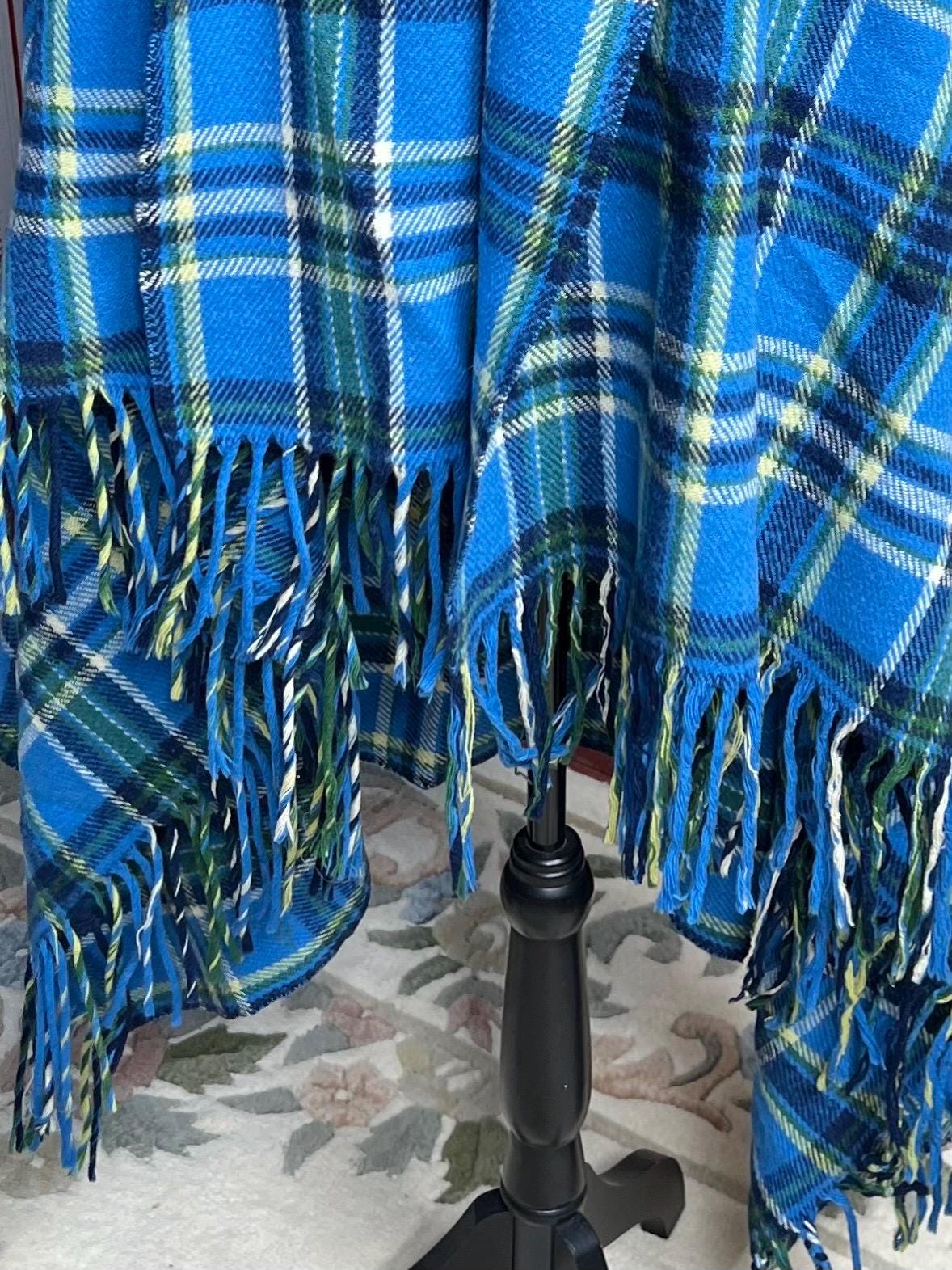 Pendleton Plaid Blanket Teal Wool Throw Rustic Home Decor Etsy