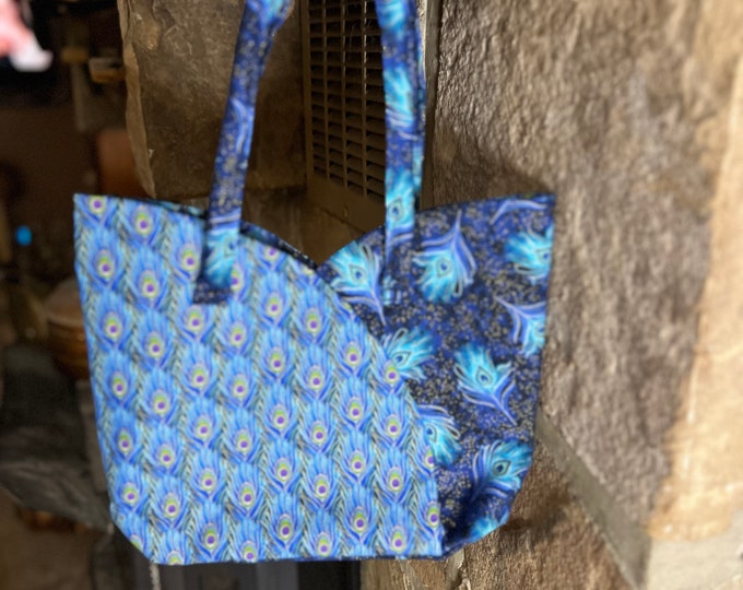 Peacock Fabric Handbag, Handmade Top Handled Purse