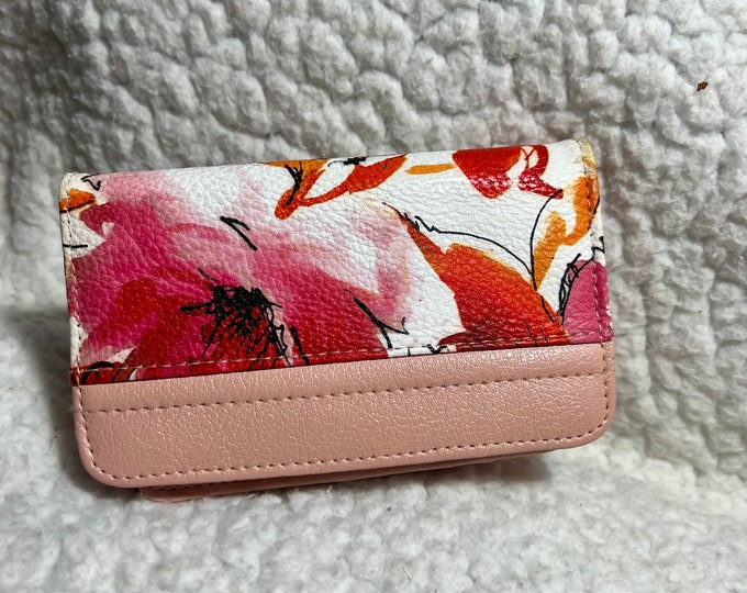 Pink Flower Wallet, Buxton Card Holder, Floral Purse Accessory