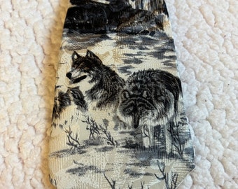 Wolves Silk Necktie, Endangered Species, Gift For Him