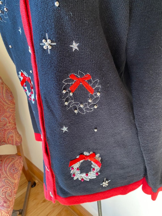 Christmas Wreath Sweater, Holiday Party Cardigan,… - image 4