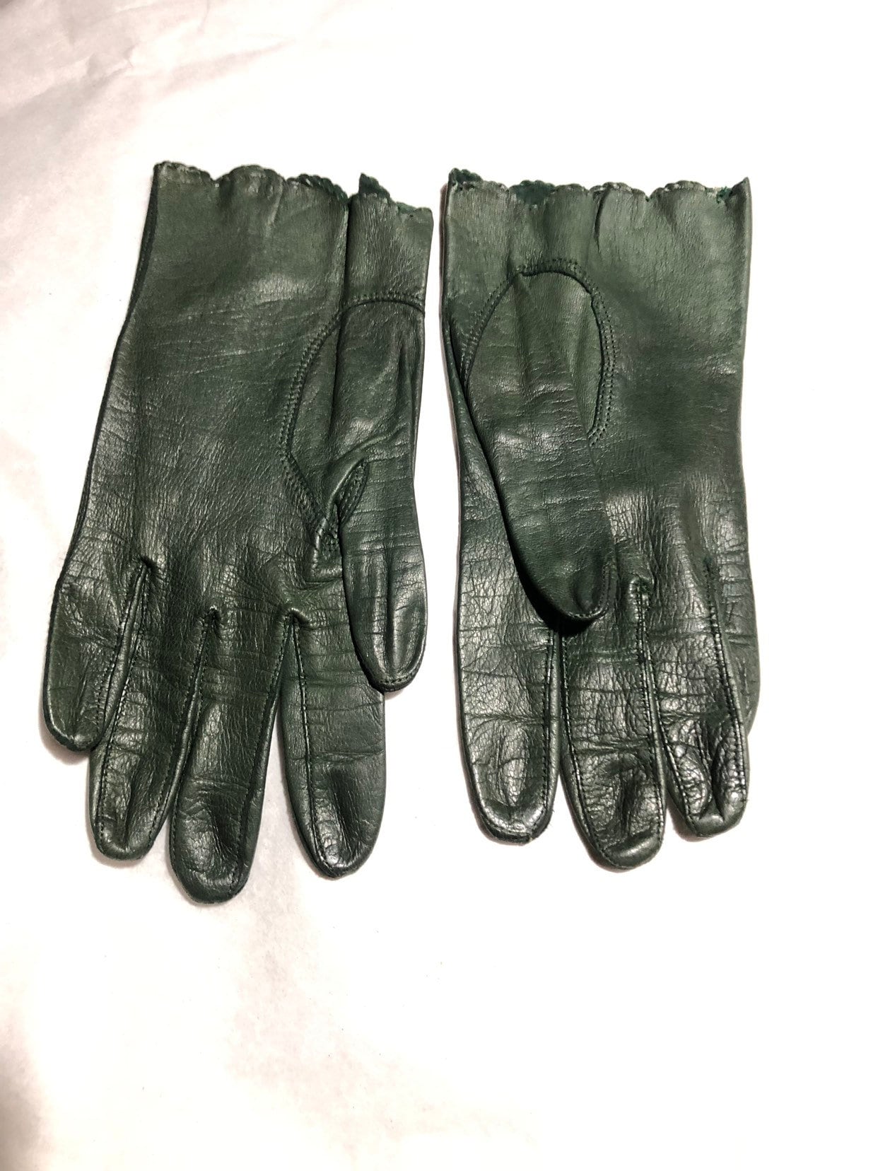 Green Leather Women's Leather Gloves Formal Fashion Ladies Retro Gloves