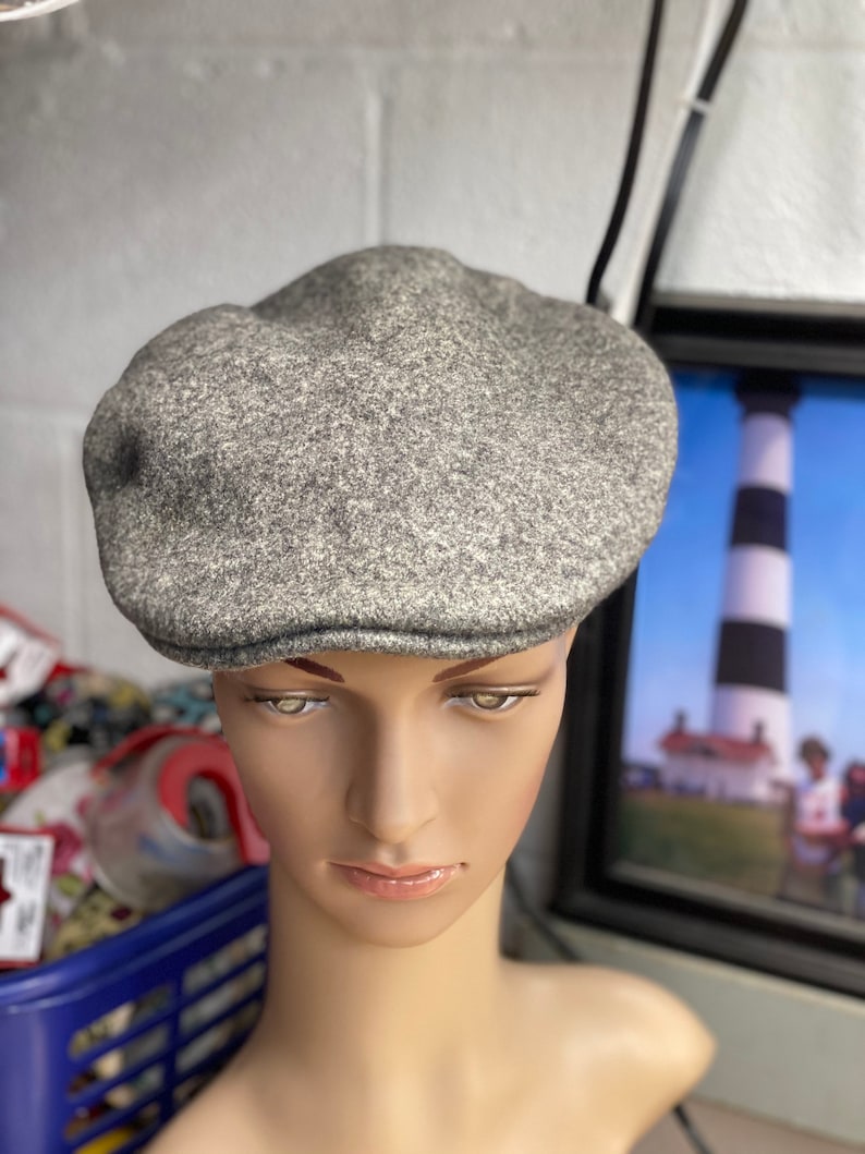 Gray Wool Newsboy Hat, Vintage Kangol Cap, Unisex Fashion image 2