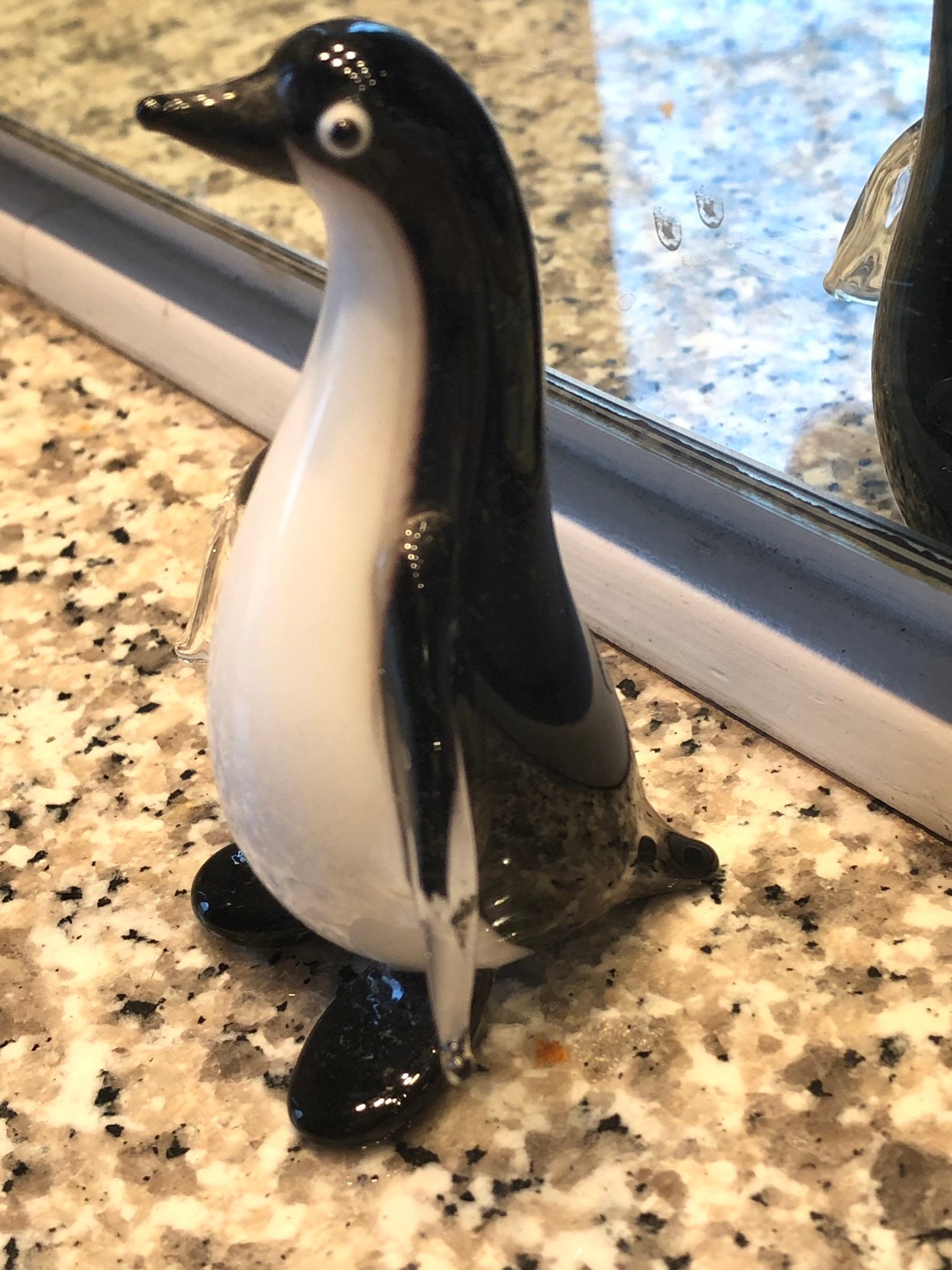 Glass Penguin Figurines Statue black and ehote tuxedo bird