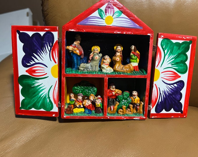 Wood Nativity Set, Handmade Christmas Display, Tropical Holidays
