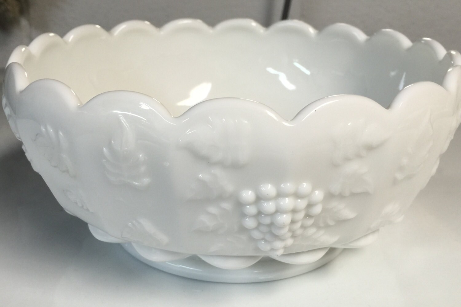White Milk Glass Bowl, Cottage Chic White Decor, Retro Housewarming Gift