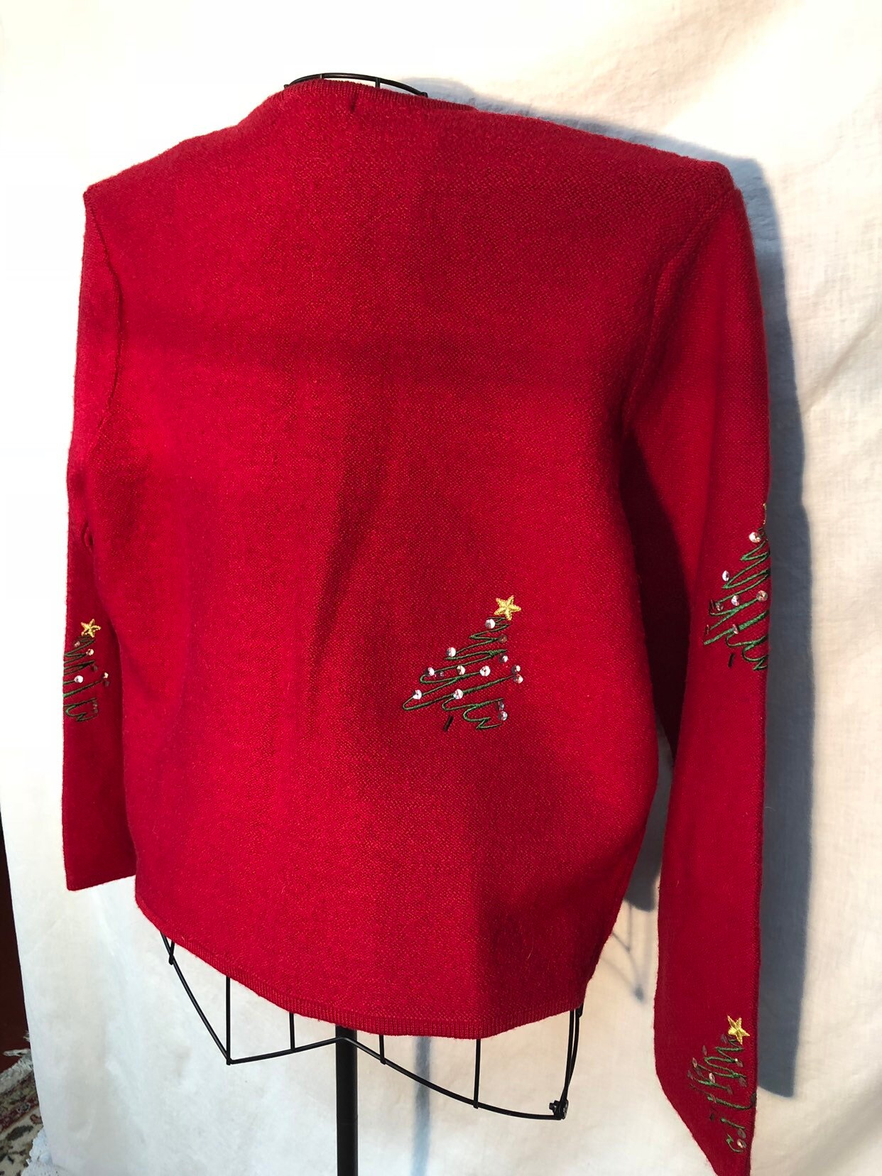 Red Christmas Tree Cardigan Sweater