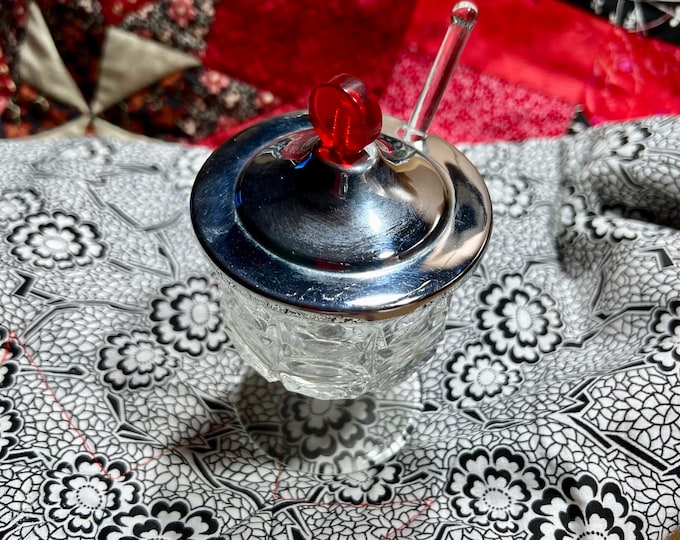 Crystal Glass Sugar Bowl, Vintage Relish Dish, Jelly Jar