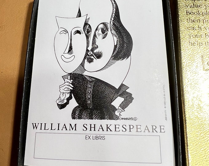 William Shakespeare Bookplate, Book Labels, Home Library