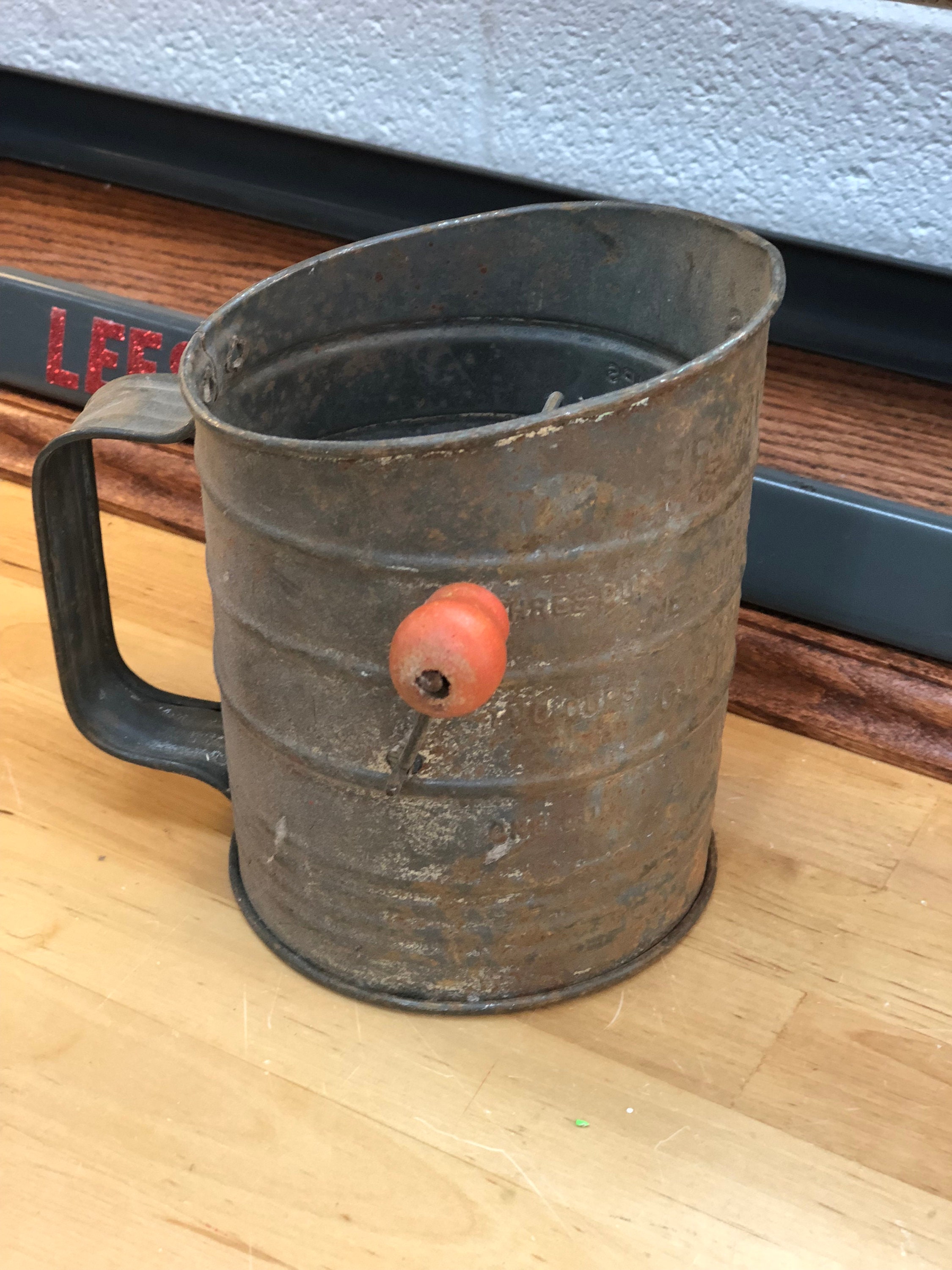Antique Hand Sifter With Red Handle