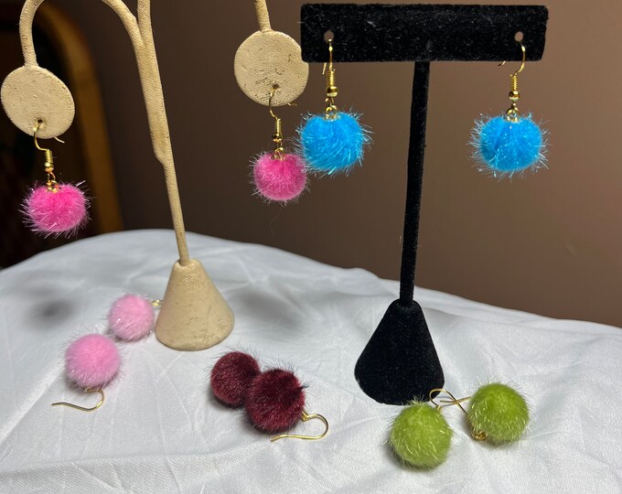 Pom Pom Earrings Lot of 5 Colors