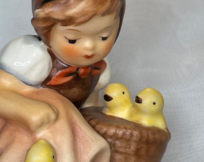 Hummel Collectible Figurine, Spring Girl With Chicks Statue, Hand Painted Porcelain Easter Figure