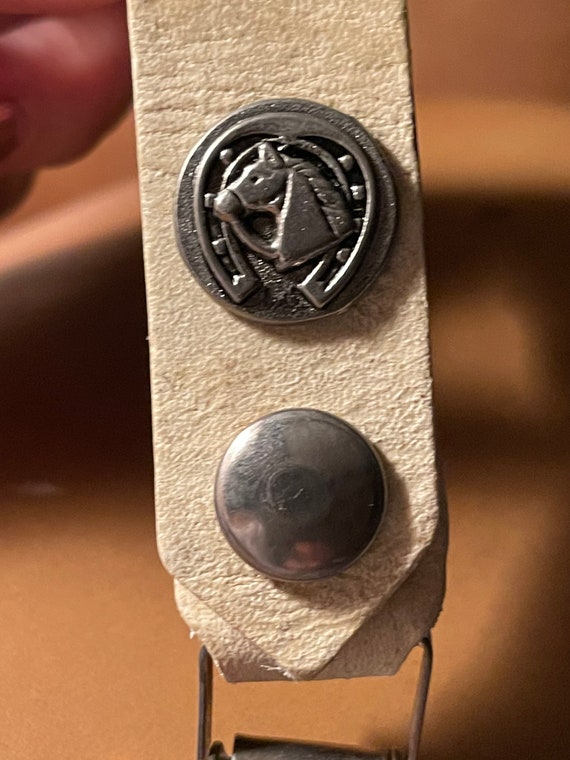 Horse Shoe Keychain, Leather Unisex Key Holder, G… - image 2