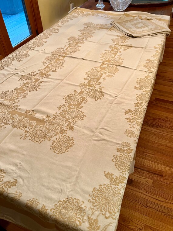 Damask Tablecloth and Napkins Etsy