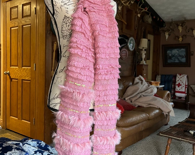 Pink Winter Scarf, Betsey Johnson Fancy Fashion Neck Head Wrap