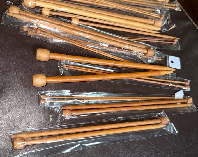 Wood Knitting Needles Set, Lot Multiple Sizes Craft Needles