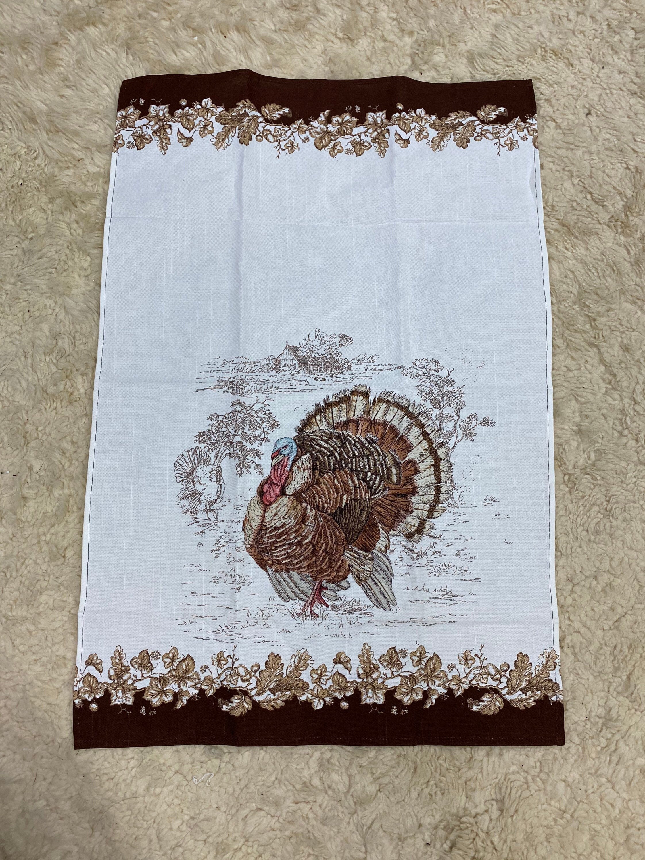Thanksgiving Turkey Tea Towel, Autumn Kitchen Decoration, Powder Room
