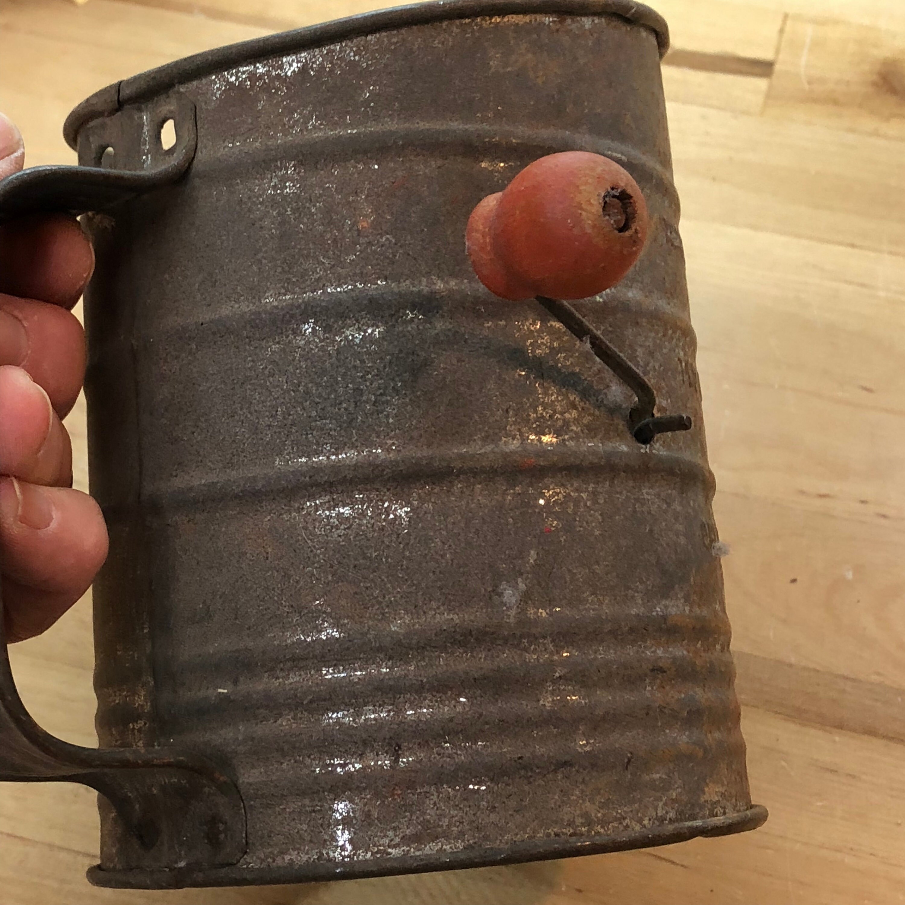 Antique Hand Sifter With Red Handle