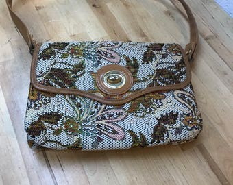 vintage tapestry Handbag, Carpet Bag Purse, retro style bag