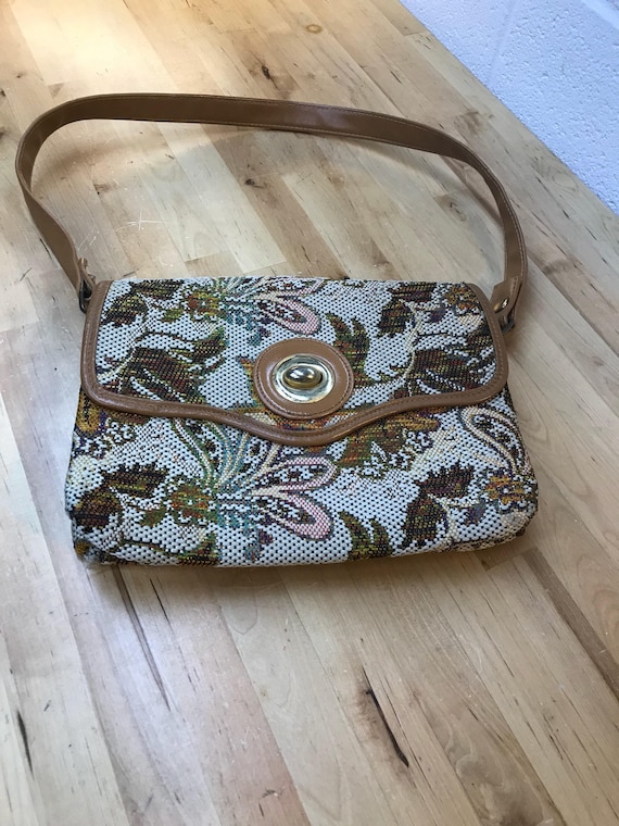 vintage tapestry Handbag, Carpet Bag Purse, retro… - image 1