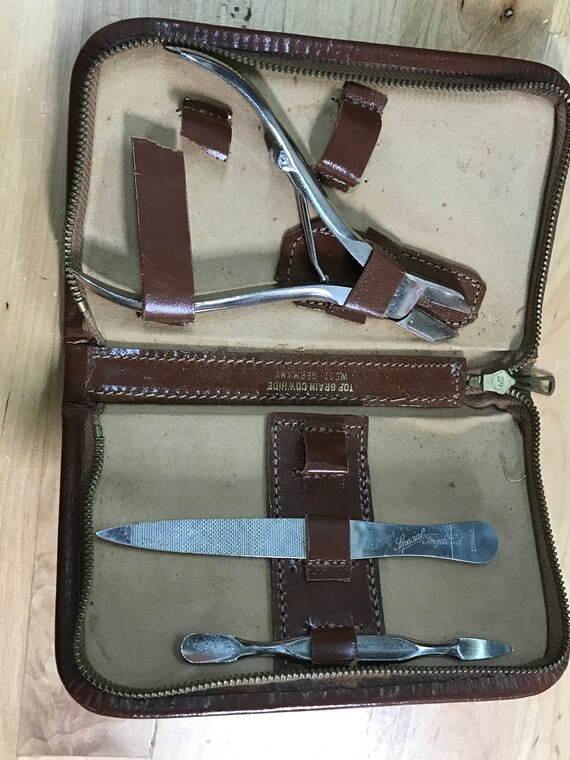 Vintage Nail Care Kit in Leather Case manicure and pedicure | Etsy