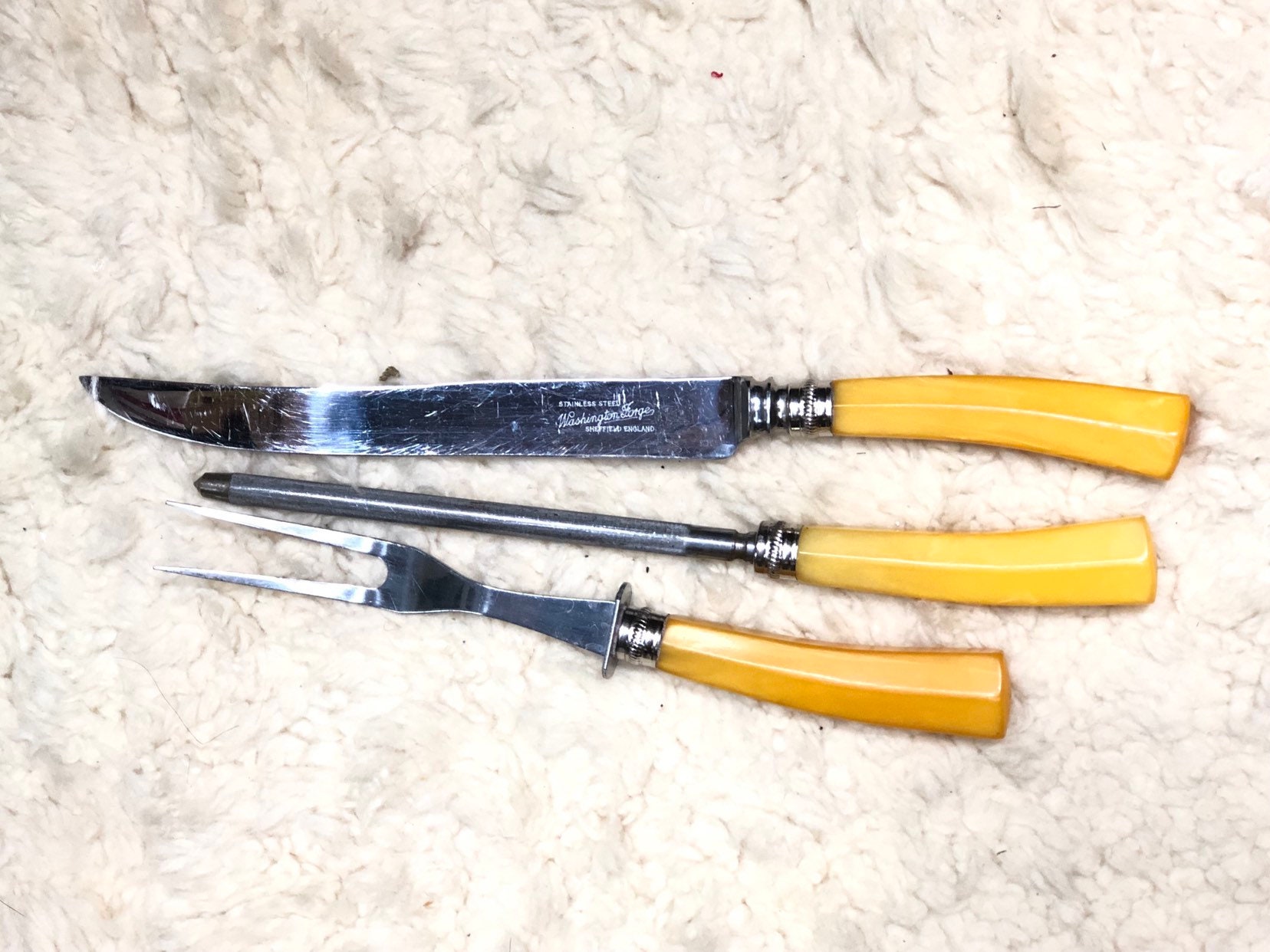 Carving Knife Set, Vintage Thanksgiving Turkey Carving Knife and Fork Set