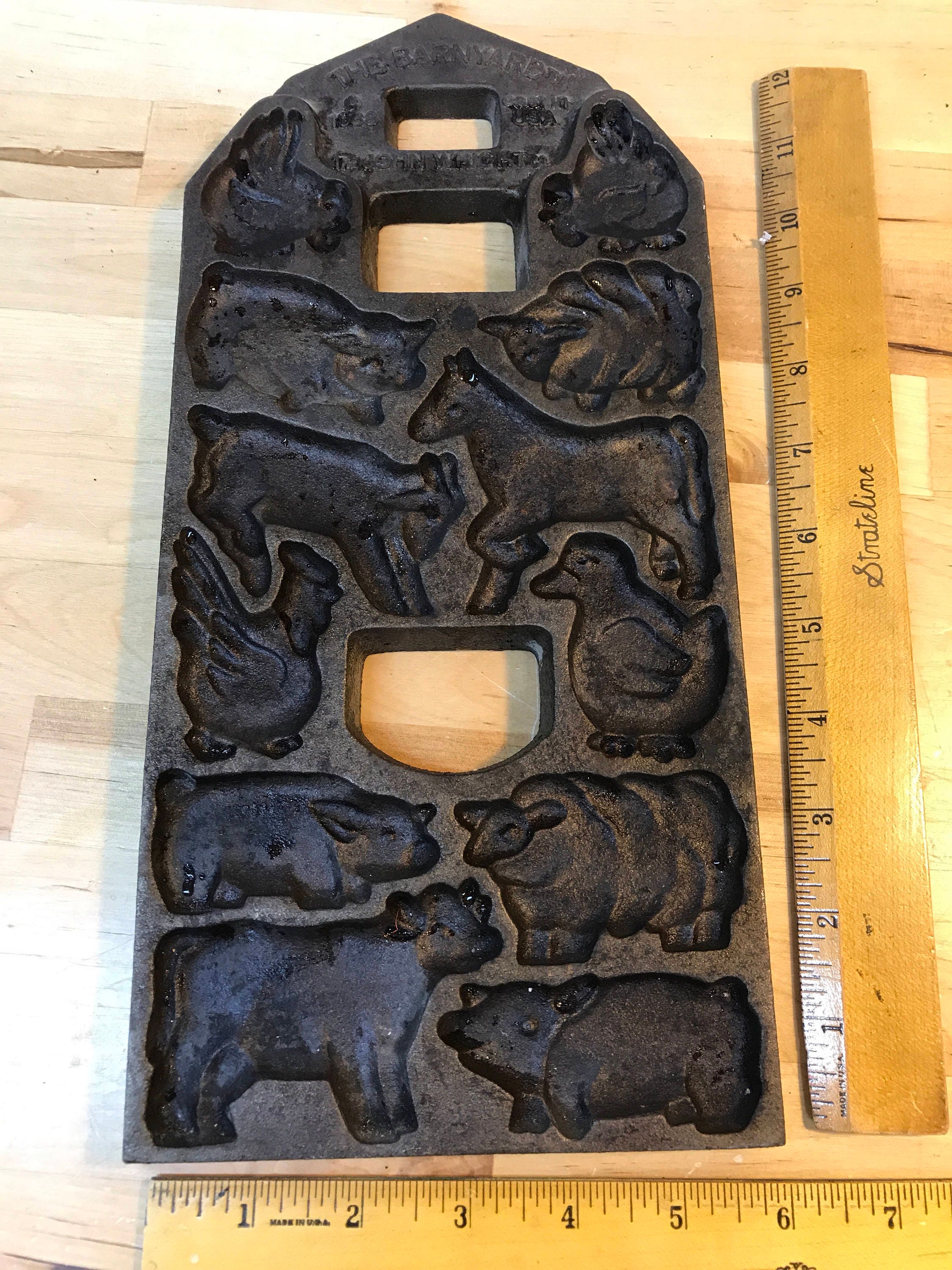 Cast Iron Mold double sided, farmhouse barn animals, cottage kitchen decor