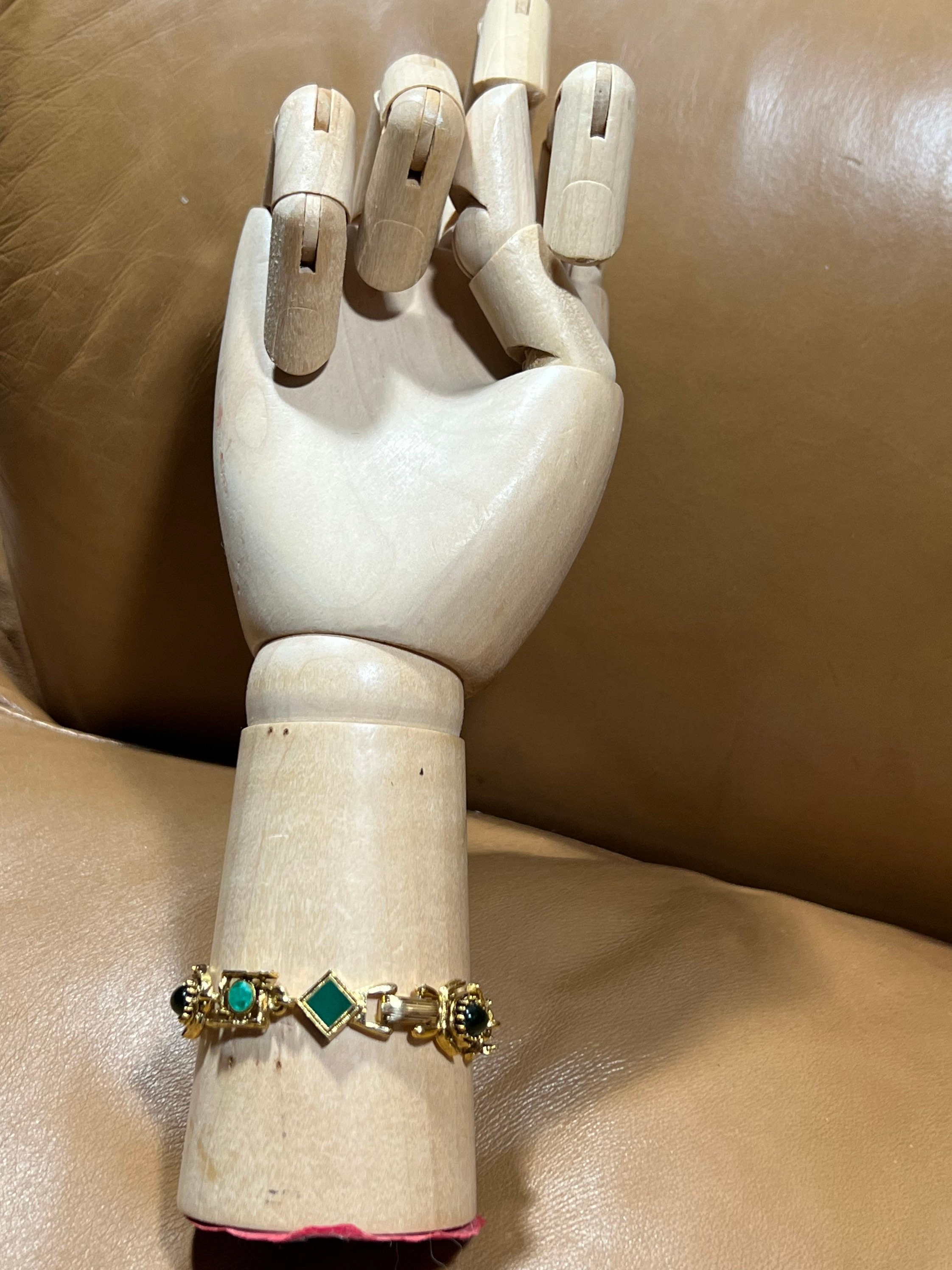 Green Costume Jewelry Bracelet, Vintage Mid Century Jewelry