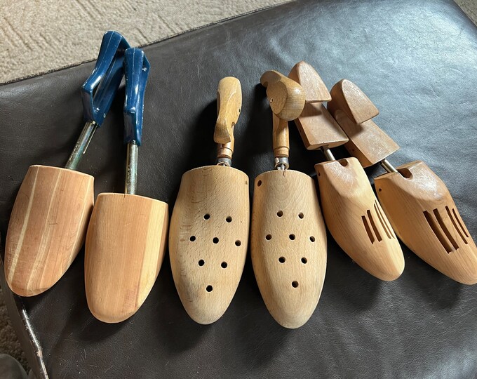 Wood Shoe Trees Lot, Home Cobbler Shaper Stretcher Shoe Care