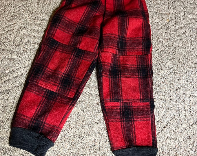 Youth VintageWinter Pants, Red and Black Plaid Check Trouser, Costume