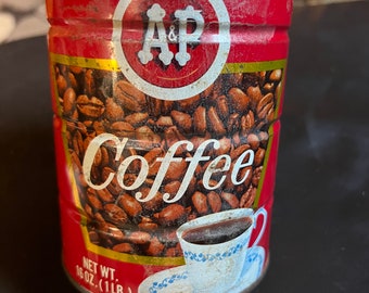 A & P Coffee Can Collectible Tin, Vintage Kitchen Display