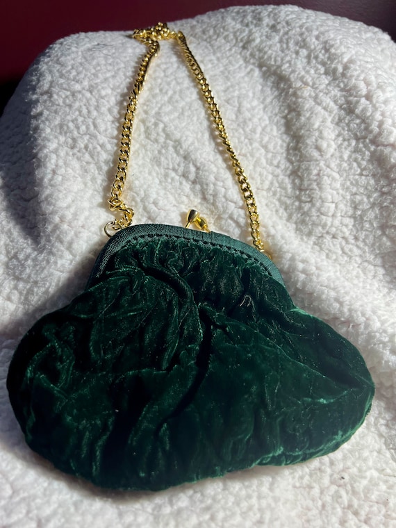 Green Velvet Handbag, Formal Fashion Winter Holida