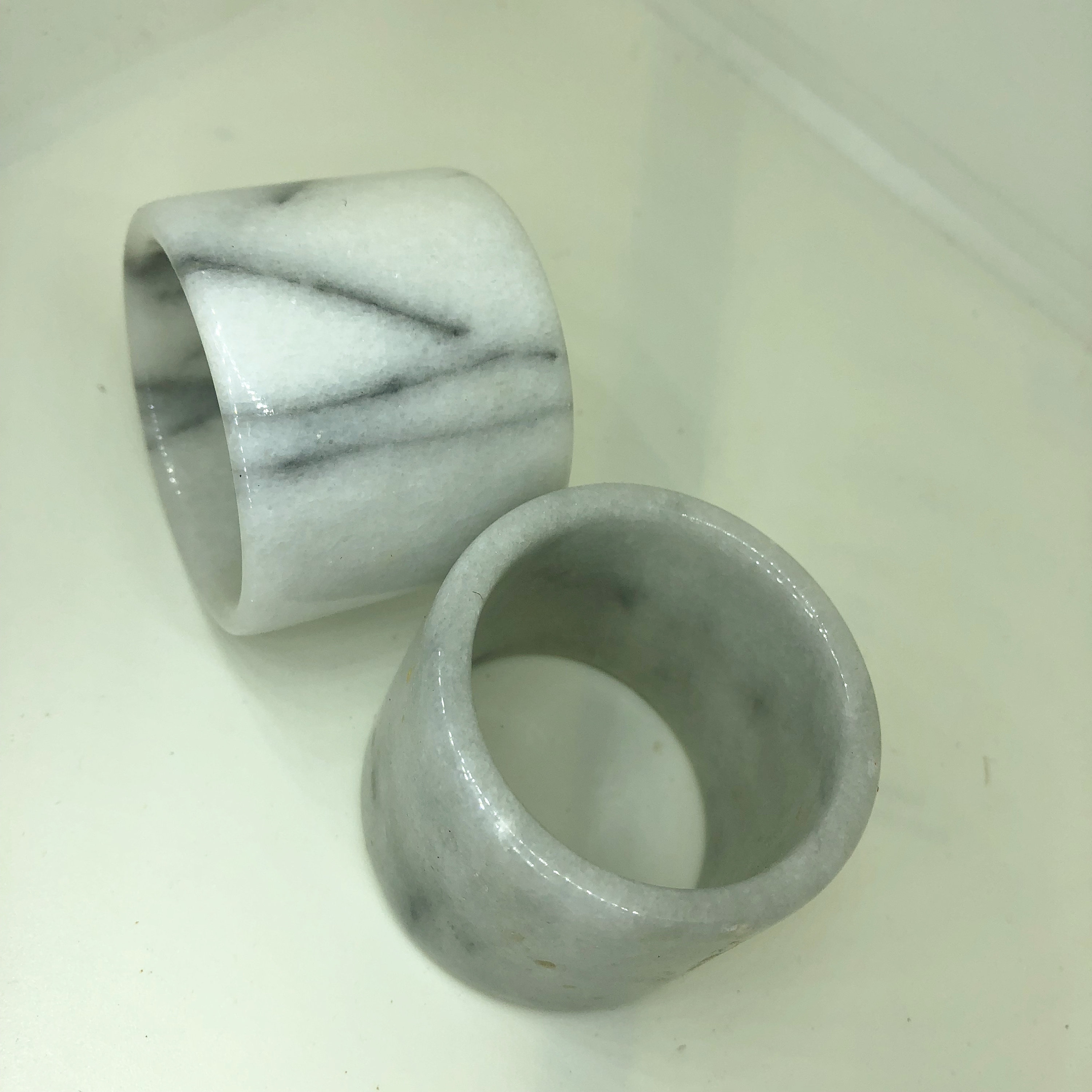 Marble Napkin Rings gray and white Couples Dinner Table Setting