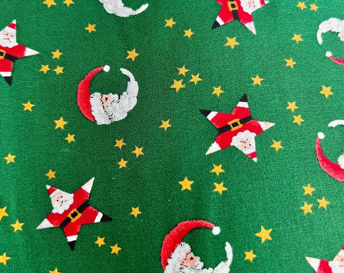 Christmas Sewing Fabric, Santa Claus Green And Red Craft