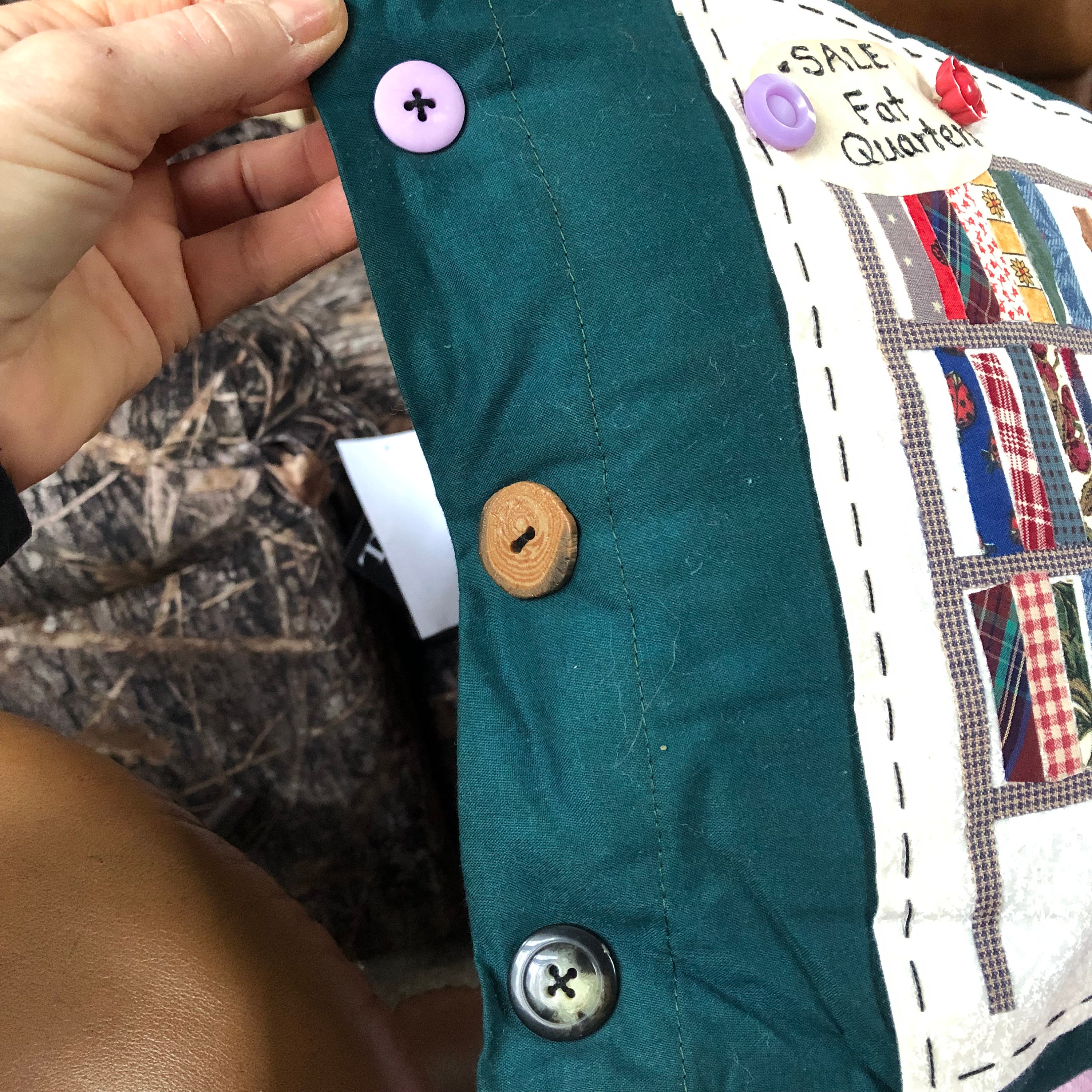 Quilter's Pillow, Fat Quarters Cushion, Handmade Sewing Decorative Pillow