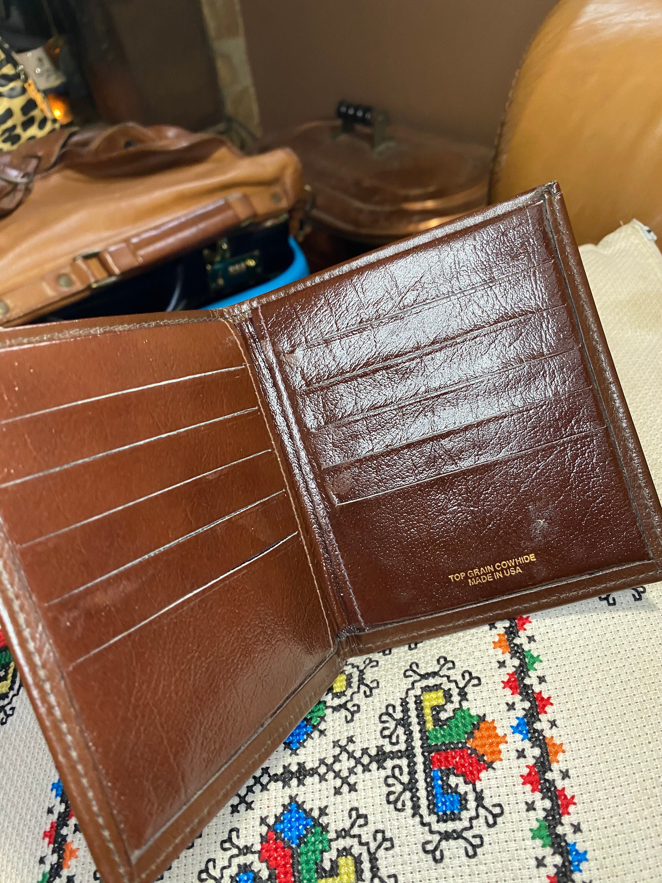 Vintage Brown Leather Men’s Wallet Top Grain Cowhide Wallet Made in