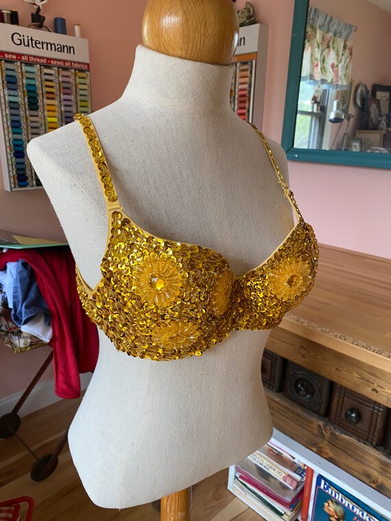 Yellow sunshine costume Bra lingerie, beaded sequi