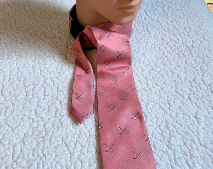 Golf Clubs Necktie, Pink Silk Chaps Tie, Gift for Him