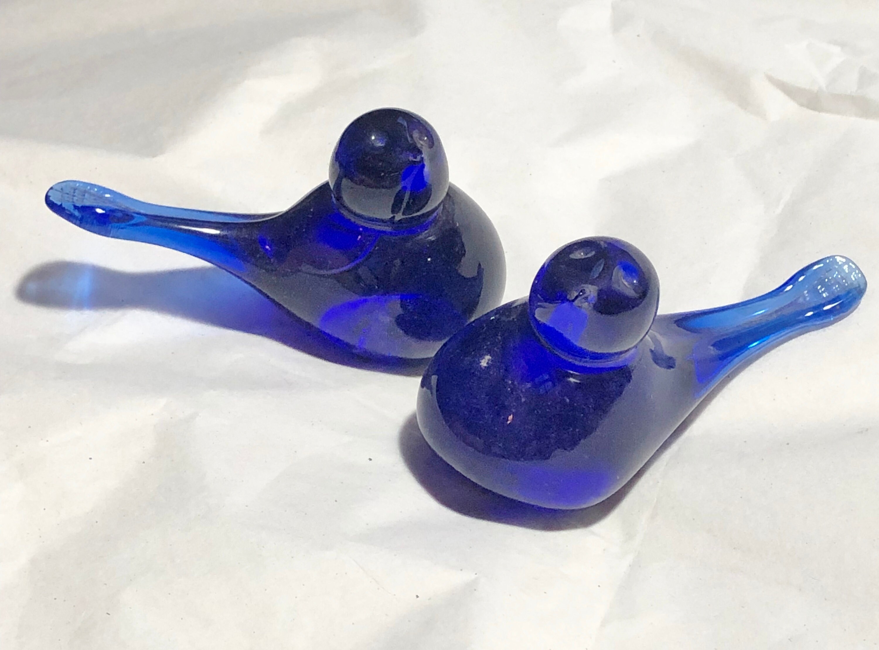 Royal Blue Glass Birds Love Bird Figurines Clear Blue Bird Statues