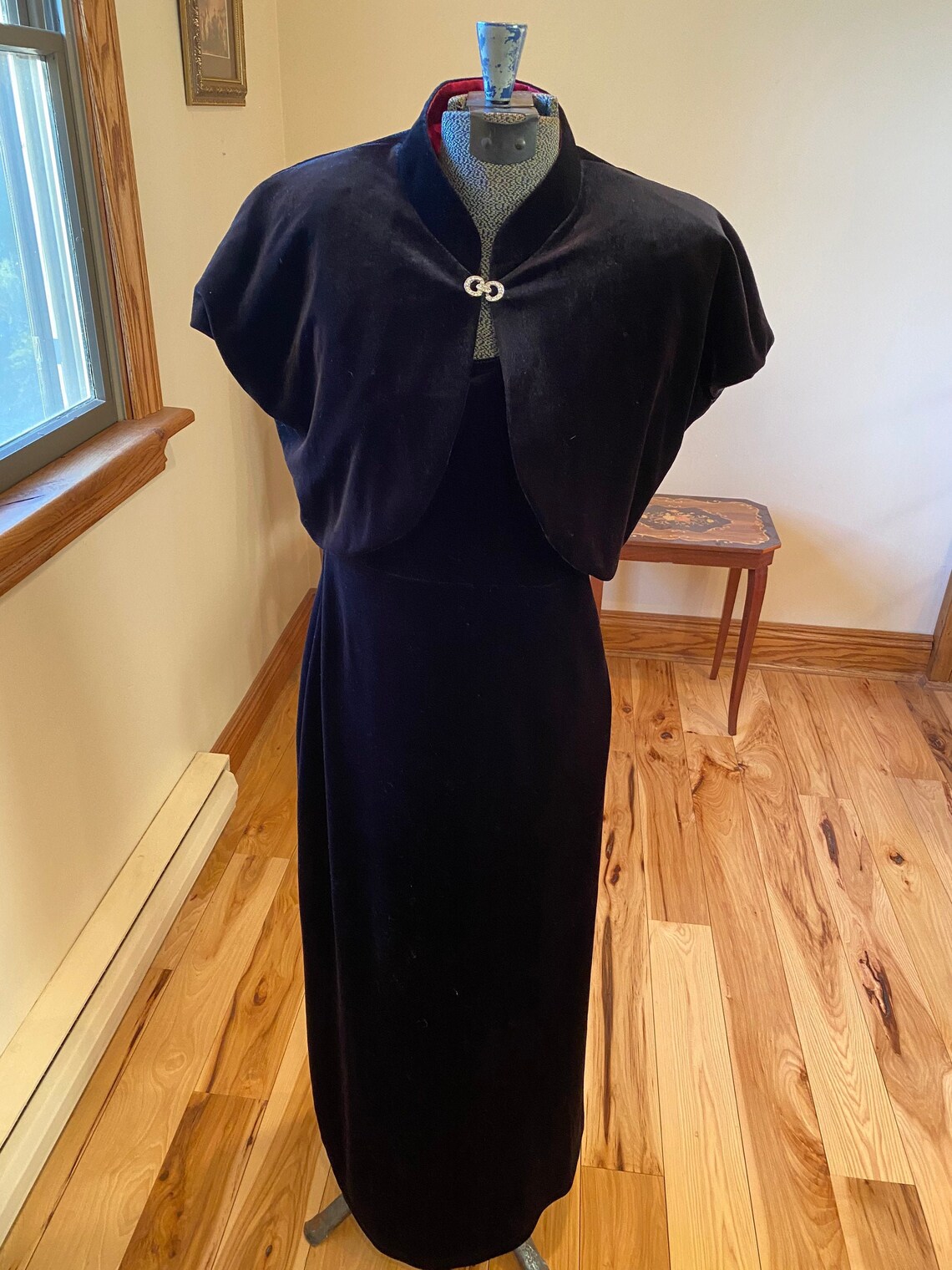 Black funeral velvet dress formal vintage party dress Etsy