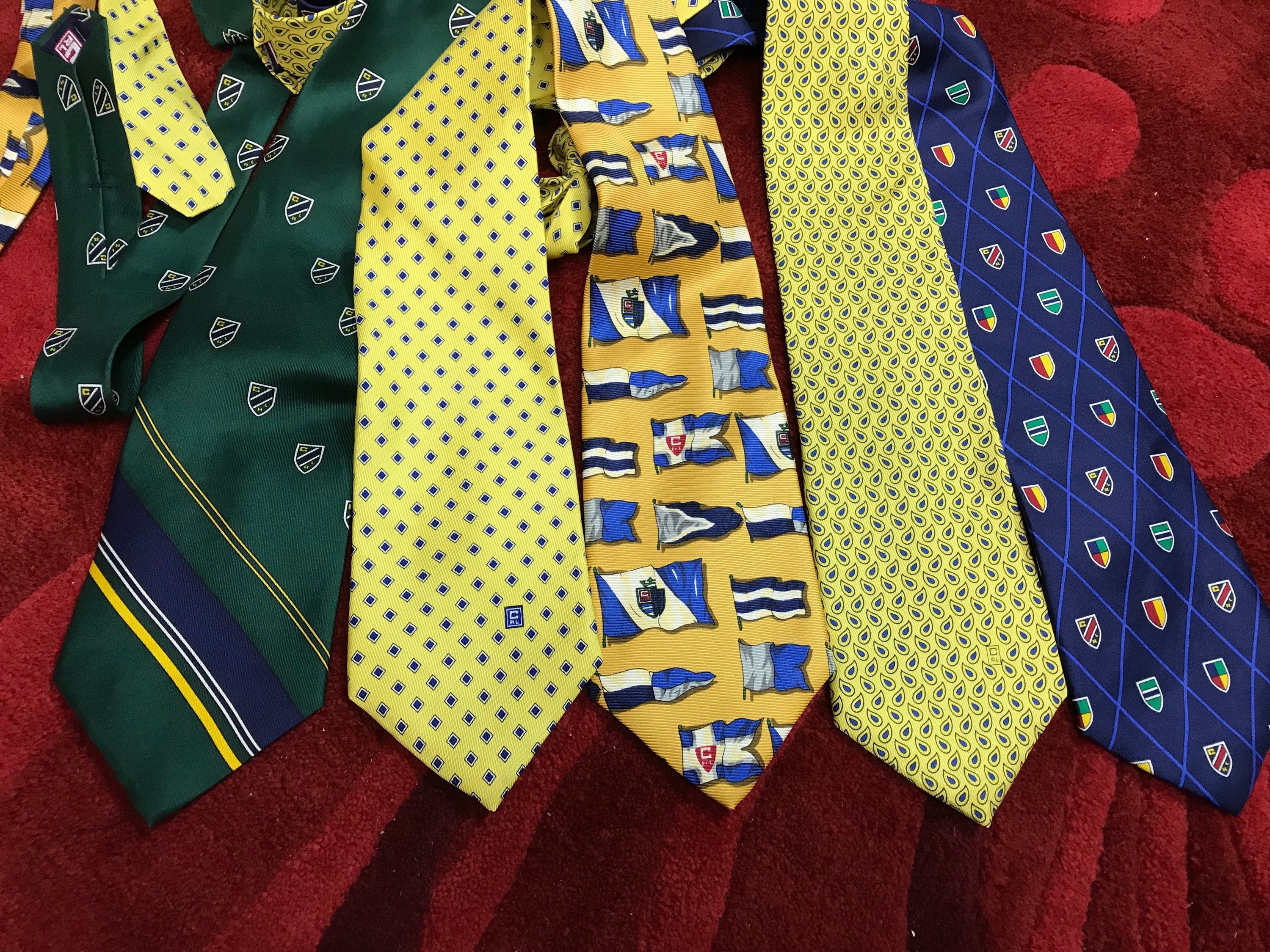 Silk Neckties - Yellow Green and Blue Flag Ties - Father's Day Gift