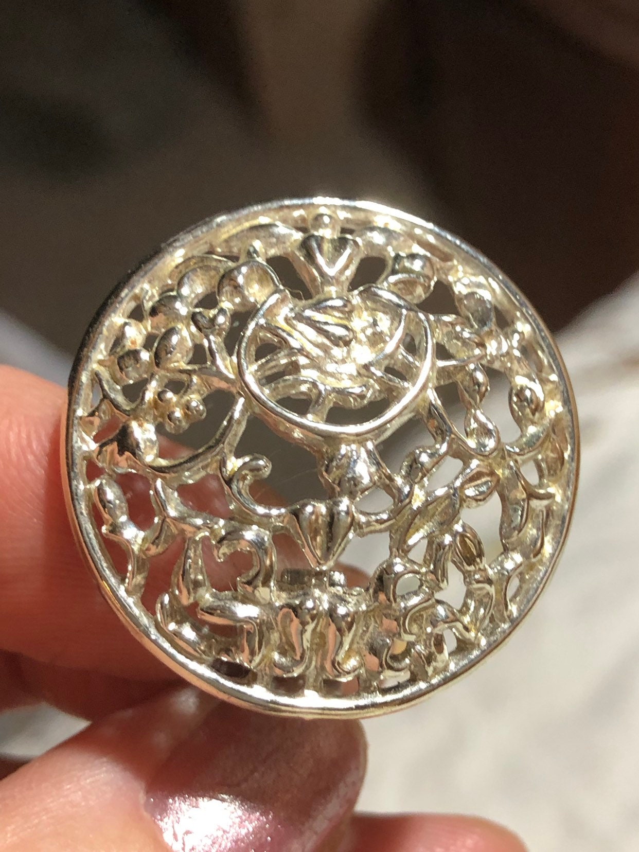 Sarah Coventry Clip On Earrings, Silver Toned Round Filigree Design