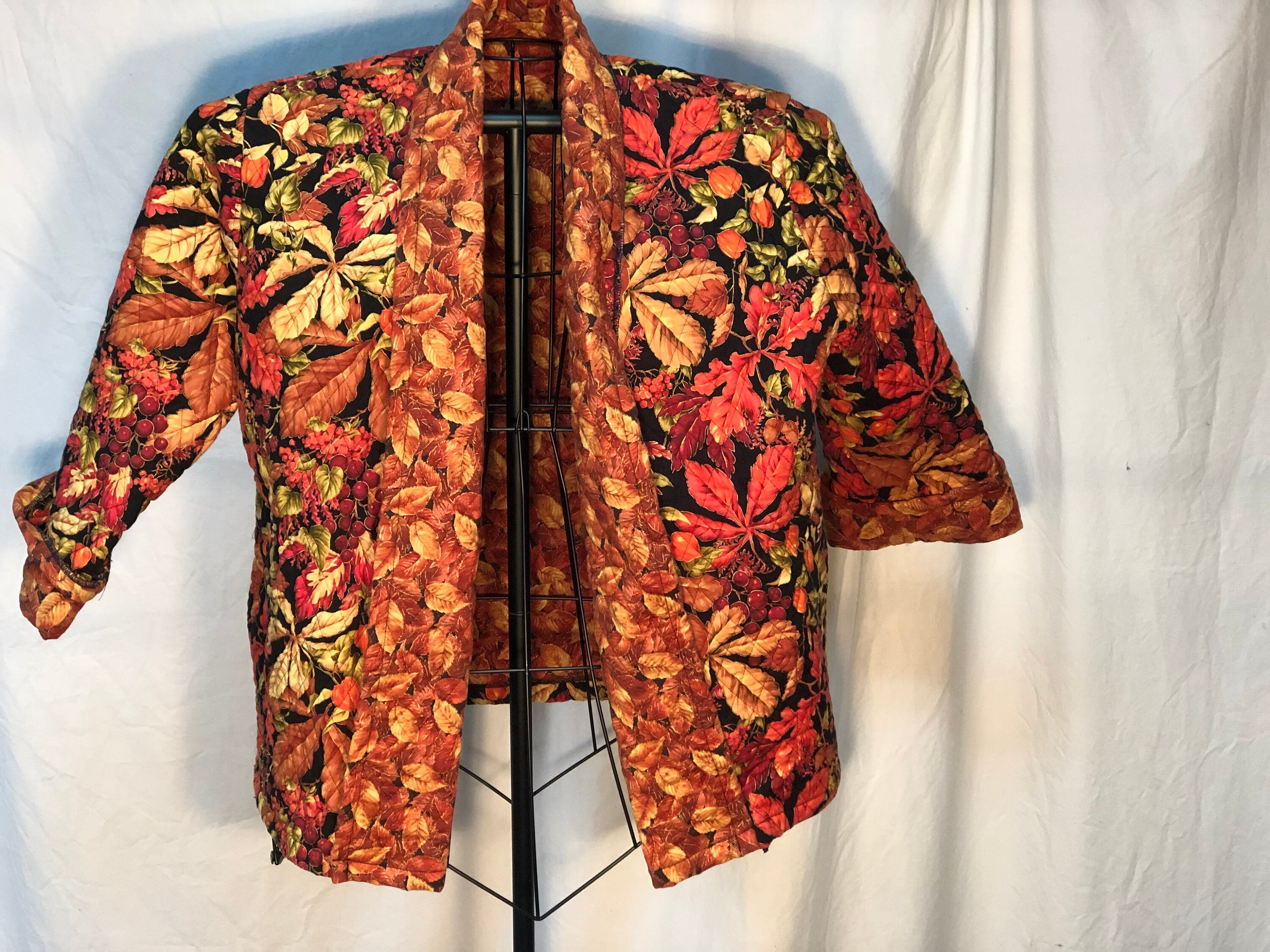 Thanksgiving Autumn Leaves Jacket - Handmade Fall Colors Coat