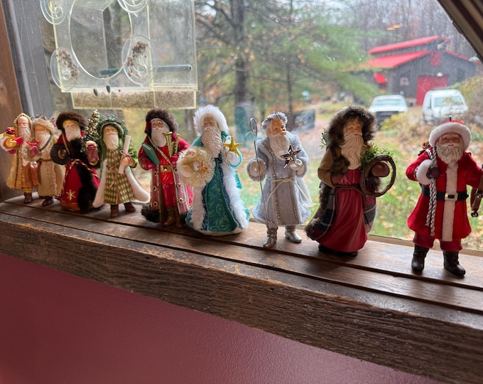 Santa Claus From Around the World Ornaments Lot, Figurines Christmas Tree Decorations, Holiday Home Decor