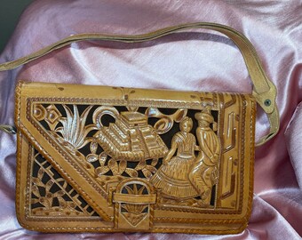 Vintage leather handbag, hand crafted boho bag, hipster purse